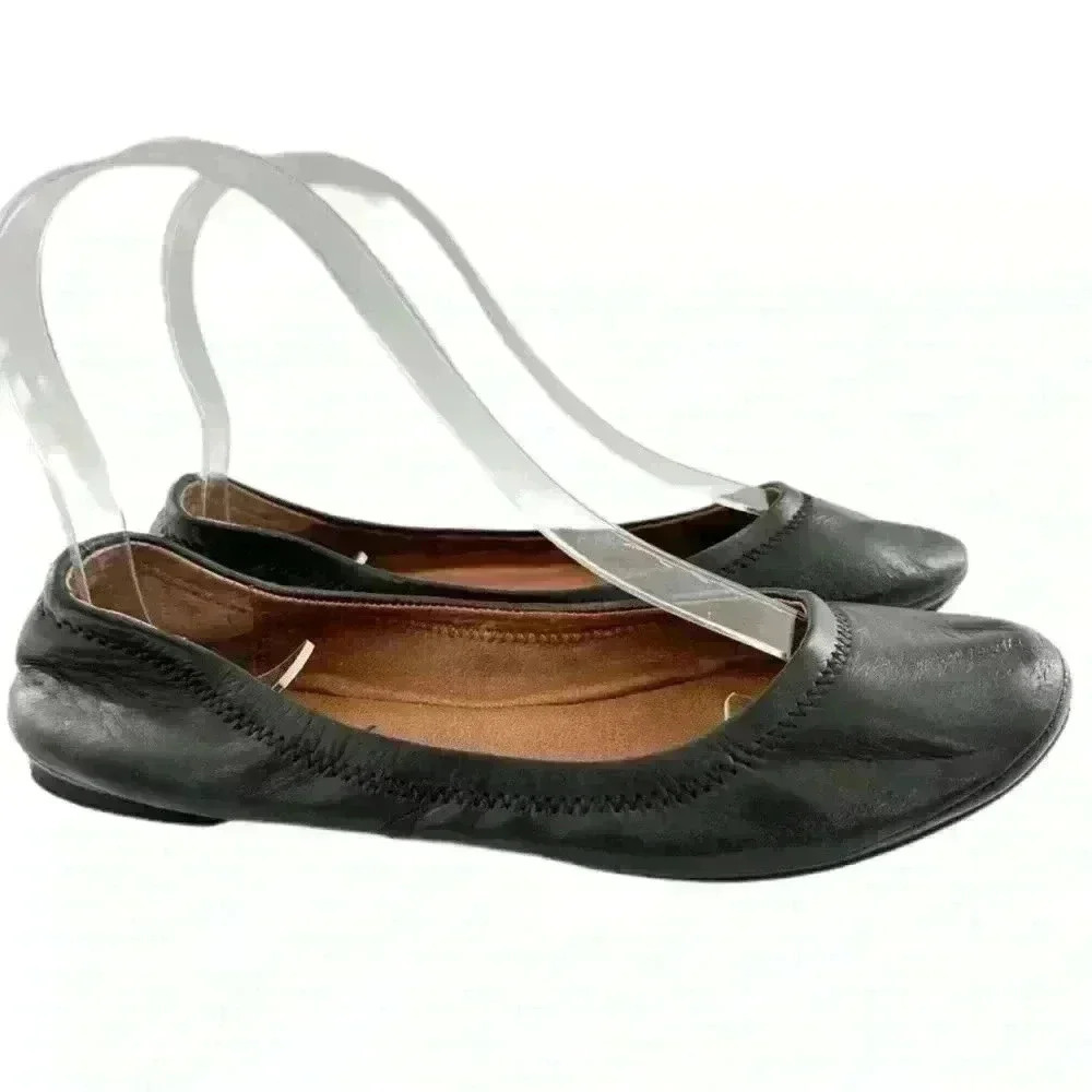 Lucky brand womens flats size 6 36 black leather balletcore